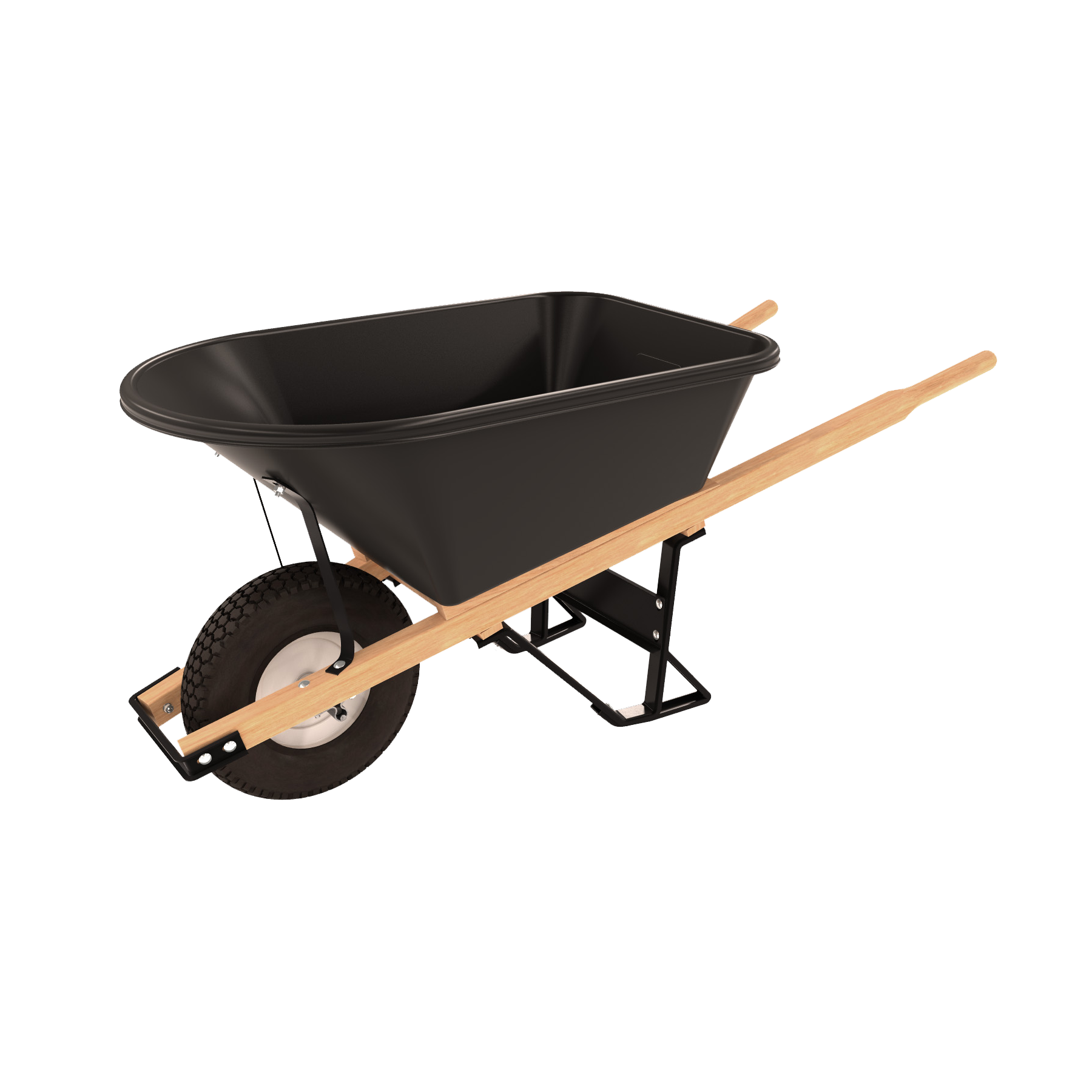 POLY TRAY WHEEL BARROW - 8 CU FT TRAY - SINGLE WIDE TIRE WOOD HANDLE