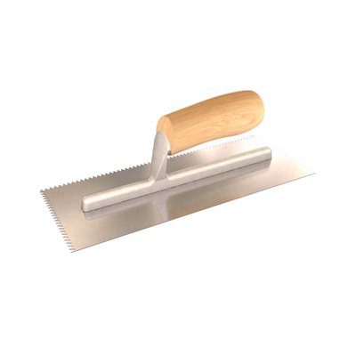 NOTCHED TROWEL- 1/16" x 1/16" x 1/16" V - WOOD HANDLE