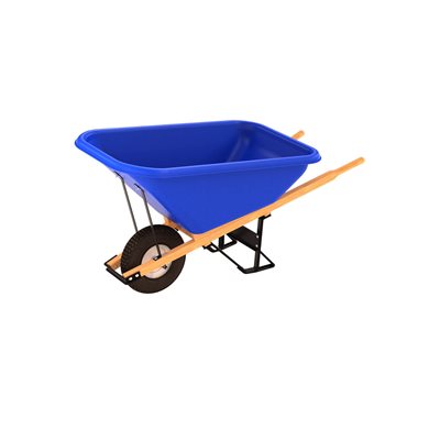 POLY TRAY BARROW - 8 CU FT TRAY - SINGLE KNOBBY TIRE WOOD HANDLE