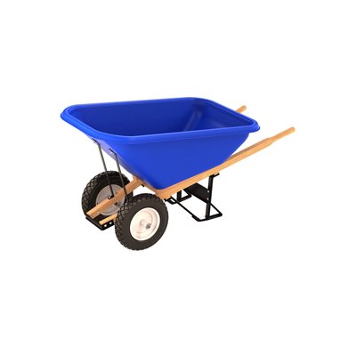 POLY TRAY BARROW - 8 CU FT TRAY - DOUBLE FLAT FREE TIRE WOOD HANDLE