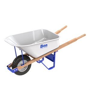 TRADE TOUGH™ STEEL TRAY WHEEL BARROW - 6 CU FT - SINGLE FLAT FREE TIRE - WOOD HANDLE