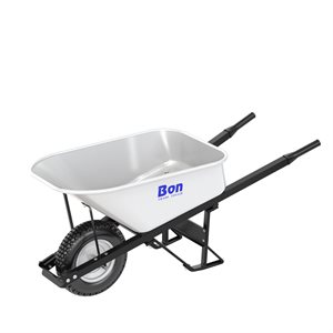 STEEL TRAY WHEELBARROW WITH LEG STABILIZER - 6 CU FT - SINGLE KNOBBY TIRE - STEEL HANDLE