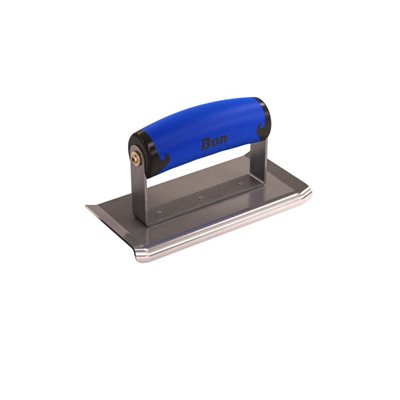 STAINLESS STEEL CURVED END EDGER - 6" x 3" - 1/4" RADIUS 3/8" DEPTH - COMFORT WAVE HANDLE