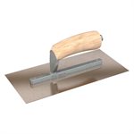 GOLDEN STAINLESS STEEL FINISHING TROWEL - SQUARE END - 12 X 4.5 - CAMEL BACK WOOD HANDLE