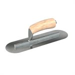 CARBON STEEL FINISHING TROWEL - ROUND END - 10 X 3 - CAMEL BACK WOOD HANDLE                                               