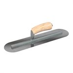 CARBON STEEL FINISHING TROWEL - ROUND END - 16 X 4 - CAMEL BACK WOOD HANDLE                                               