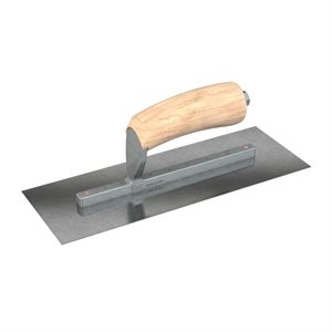 CARBON STEEL FINISHING TROWEL - SQUARE END - 11 X 4 - CAMEL BACK WOOD HANDLE 