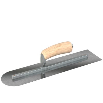 CARBON STEEL FINISHING TROWEL - SQUARE END/ROUND END - 14 X 4 - CAMEL BACK WOOD HANDLE 