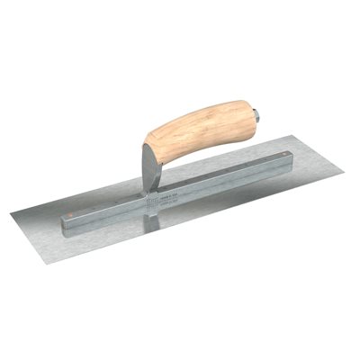 RAZOR STAINLESS STEEL FINISHING TROWEL - SQUARE END - 14 X 4.5 - CAMEL BACK WOOD HANDLE