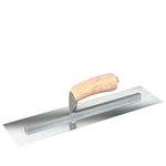 RAZOR STAINLESS STEEL FINISHING TROWEL - SQUARE END - 10.5 X 4 - CAMEL BACK WOOD HANDLE