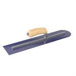BLUE STEEL FINISHING TROWEL SQUARE END/ROUND END - 20 X 4 - CAMEL BACK WOOD HANDLE 