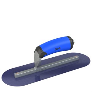 BLUE STEEL FINISHING TROWEL - ROUND END - 12 X 4 - COMFORT WAVE HANDLE 