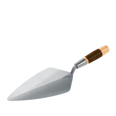 NARROW LONDON FORGED STEEL BRICK TROWEL - 11-1/2" WITH LEATHER HANDLE
