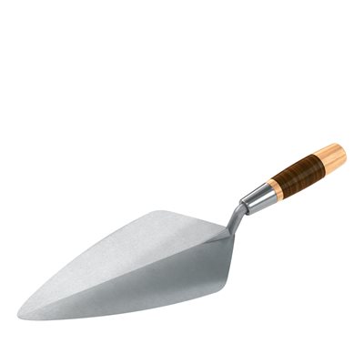 NARROW LONDON FORGED STEEL BRICK TROWEL - 12" WITH LEATHER HANDLE