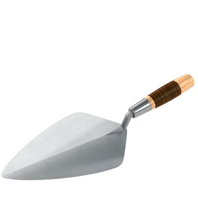 WIDE LONDON FORGED STEEL BRICK TROWEL - 11" WITH LEATHER HANDLE