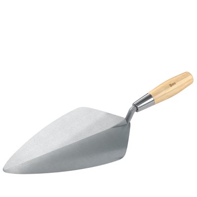 WIDE LONDON FORGED STEEL BRICK TROWEL - 12" WITH WOOD HANDLE