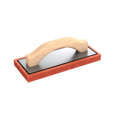 RED RUBBER FLOAT - 9 1/2" x 4" x 3/4" - WOOD HANDLE