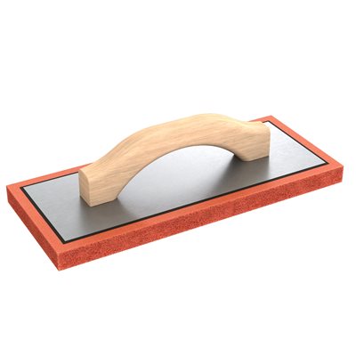 RED RUBBER FLOAT -12" x 5" x 3/4" - WOOD HANDLE