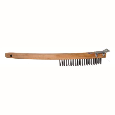 STEEL WIRE BRUSH - CURVED HANDLE - 14" WITH SCRAPER